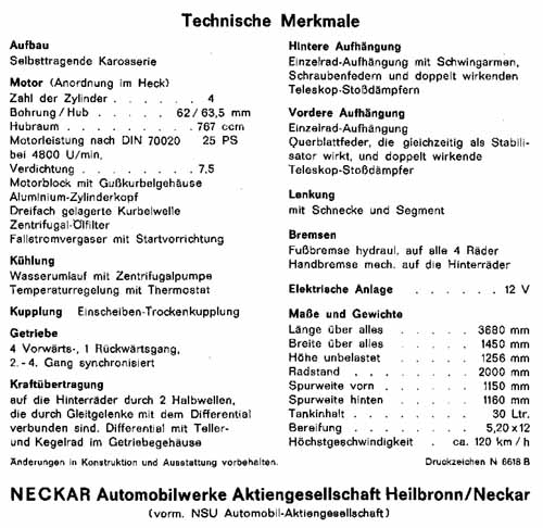 Neckar Jagst 770 technical specs