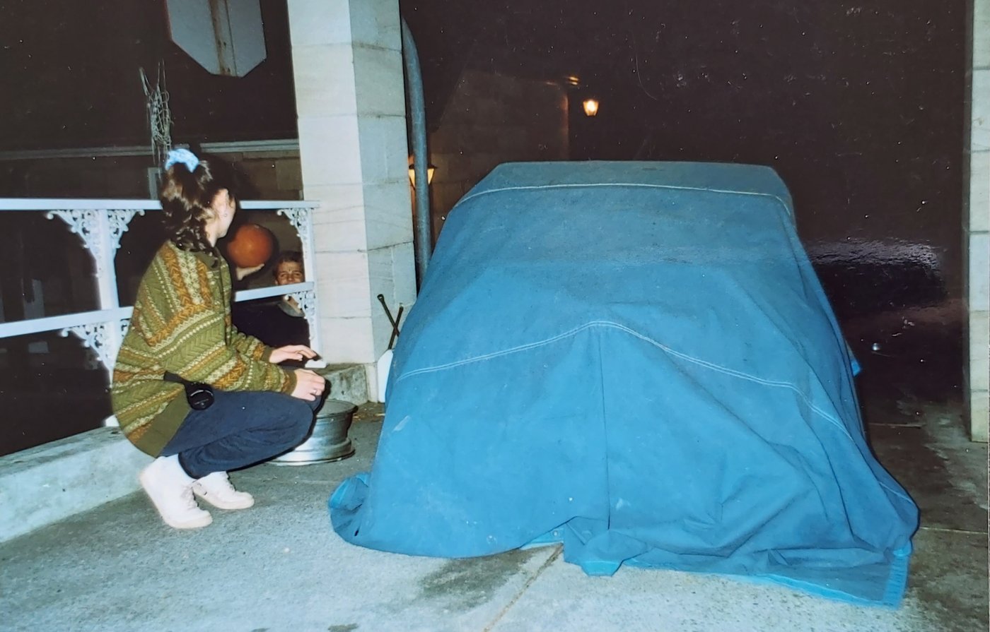 The Gamine, still under the tarpaulin it had sat beneath for six years